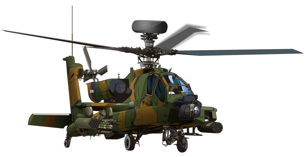 へリコプターAH-64D(アパッチ・ロングボウ)のイラスト