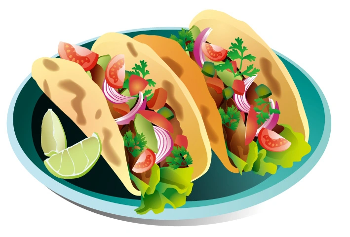 無料イラスト/フリー素材,free illustration,商用利用可能,commercial use,かわいいイラスト,a cute illustration,nasi goreng,メキシコ理,タコス,Taco,Hard taco,トルティーヤ,Mexican food,トウモロコシ,パーティー,海外旅行,ai