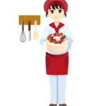 【職業】ケーキ屋さん(パティシエ)のイラスト。