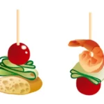 【スペイン料理】ピンチョス(バラ)のイラスト。
