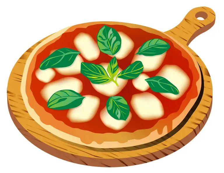 無料イラスト/フリー素材,free illustration,商用利用可能,commercial use,かわいいイラスト,a cute illustration,pizza,マルゲリータ,ピザ,イタリア料理,モッツァレラチーズ,バジルの葉,Neapolitan Pizza,パーティー,海外旅行,ai,レシピ