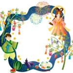【七夕】七夕のリース イラスト。