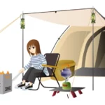 【キャンプ】女性ソロキャンプのイラスト。