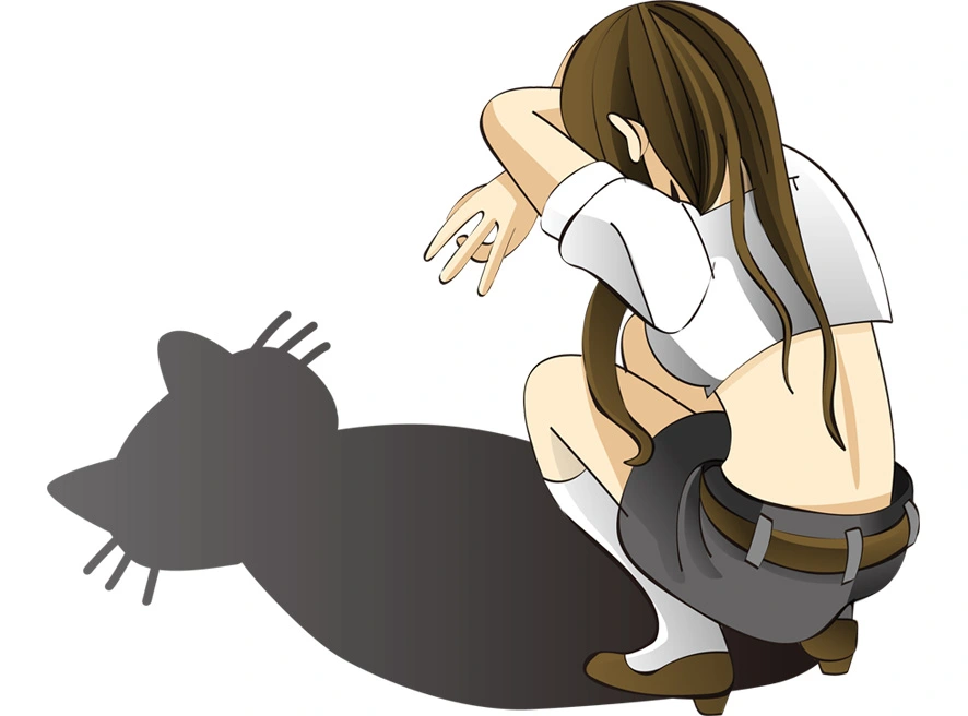 ネコ影ポーズ(cat shadow pose)のイラスト。